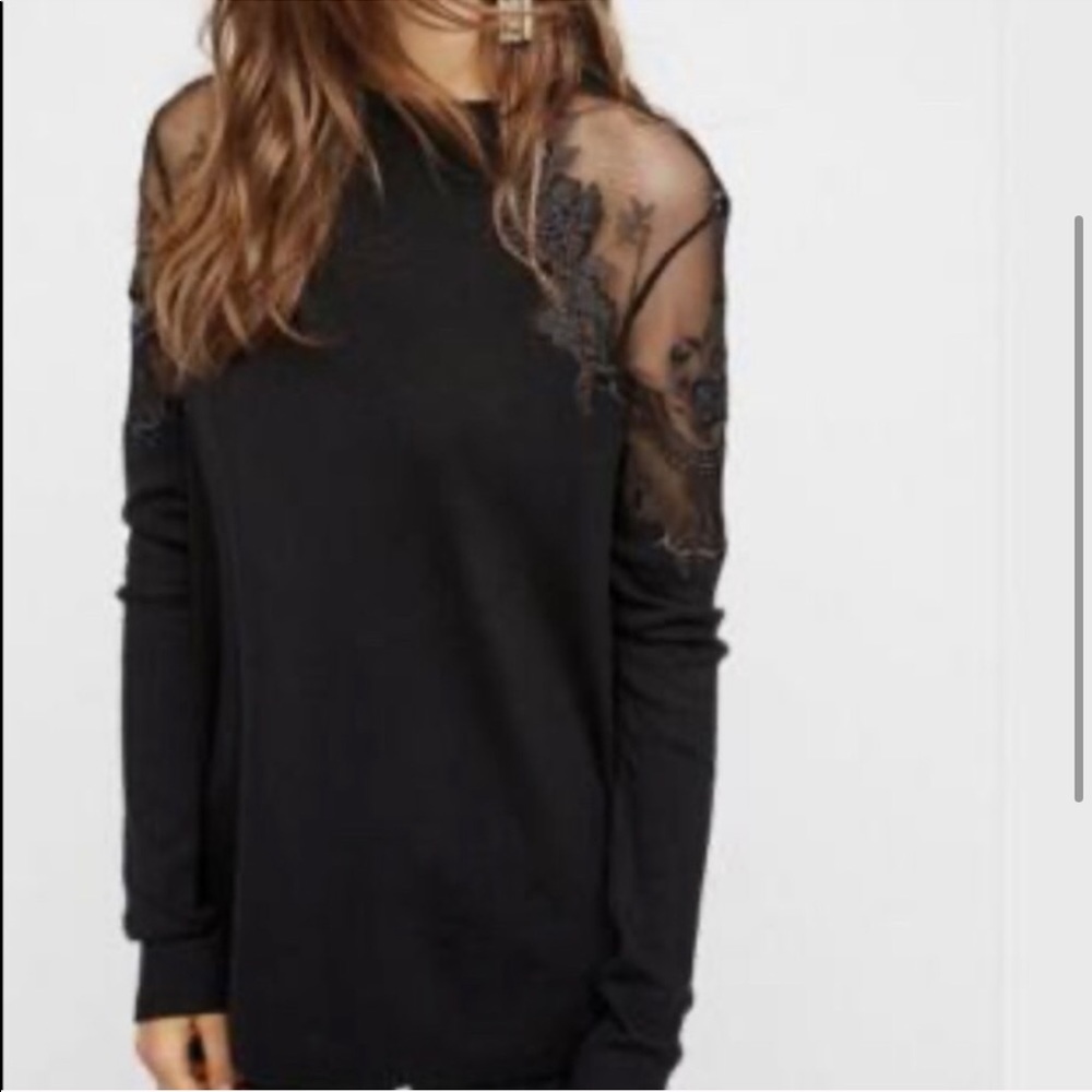 Anthropologie black mesh top size small